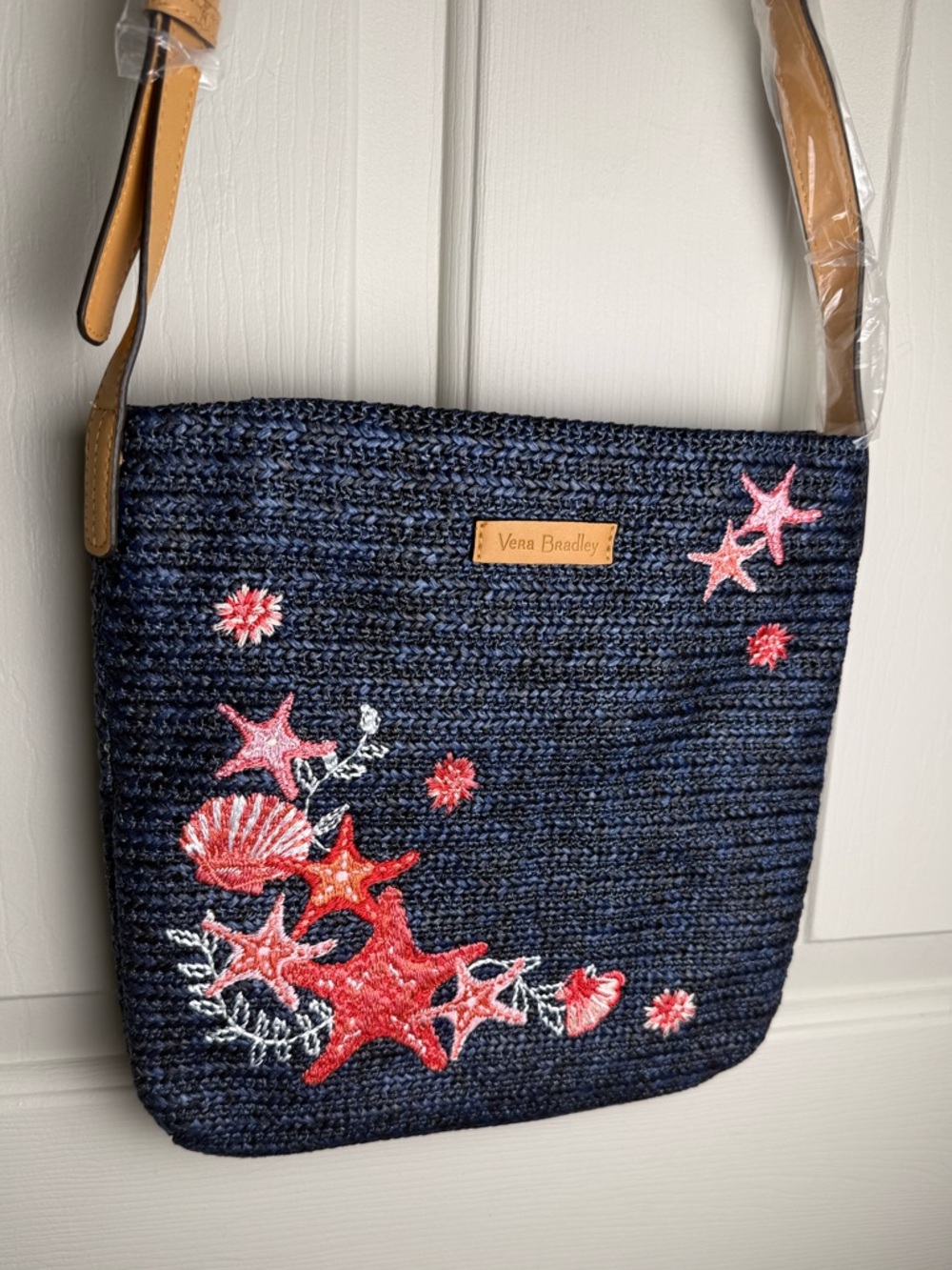 NWT Vera Bradley Navy Sea Life Straw Crossbody Purse Retired RARE LAST ONE!